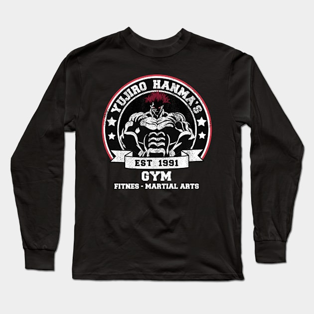 Yujiro Hanma’s GYM Distressed Long Sleeve T-Shirt by Unfluid